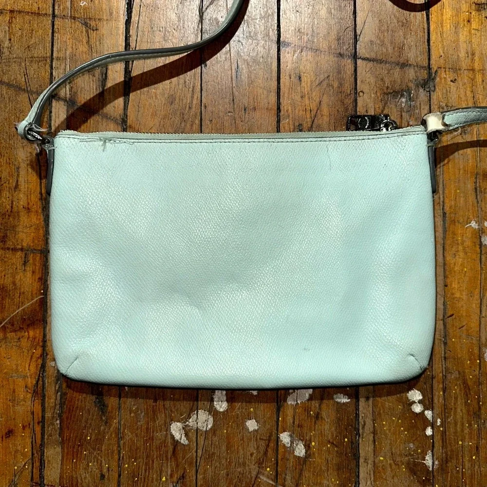Coach CrossGrain Leather‎ EW Poppy Crossbody Bag Blue Topaz Adjustable Strap